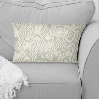 Retro White Circle Art - Midcentury Lumbar Pillow