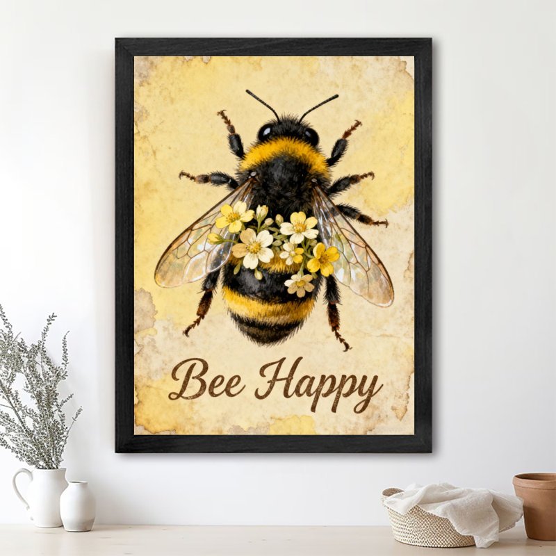 "Black Bee", art mural rétro, impression encadrée de style rétro, H 37 po x l 25 po
