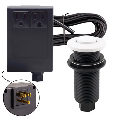 Sink Top Waste Disposal Air Switch and Dual Outlet Control Box, Flush Button