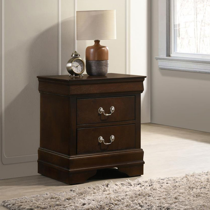 Table de chevet en MDF avec 2 tiroirs, cappuccino