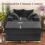 Chaise longue surdimensionnée 57 po en velours côtelé de luxe avec repose-pieds, 2 coussins-6652948