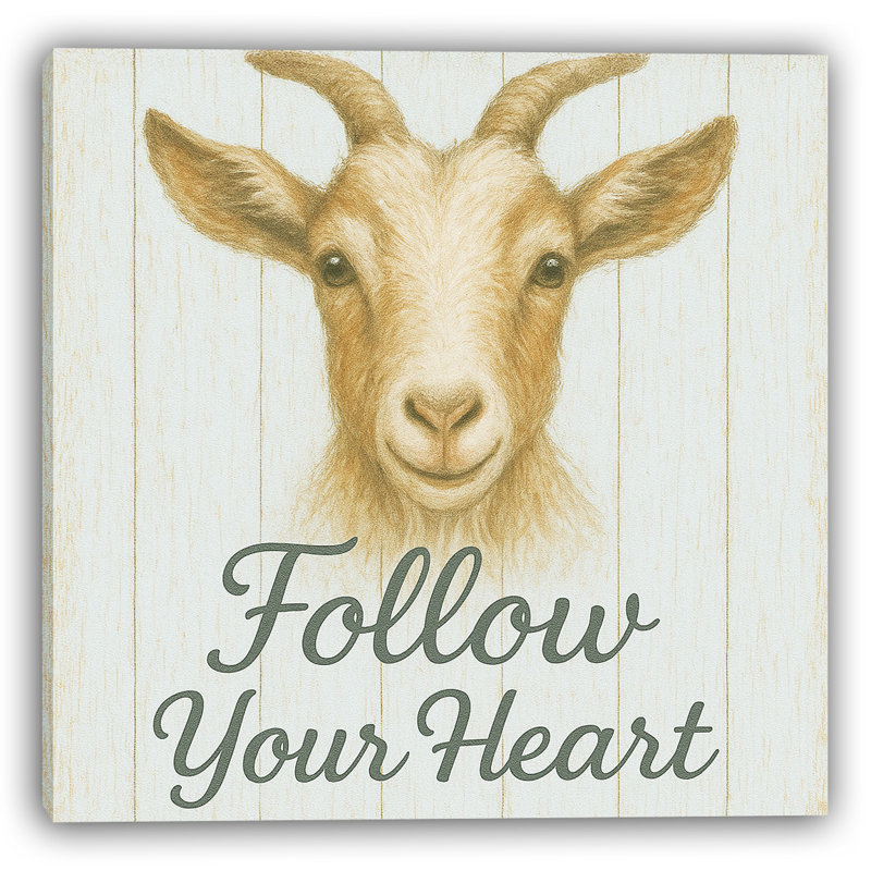 «Follow Your Heart - Goat Farmhouse», art mural sur toile, H 12 po x l 12 po