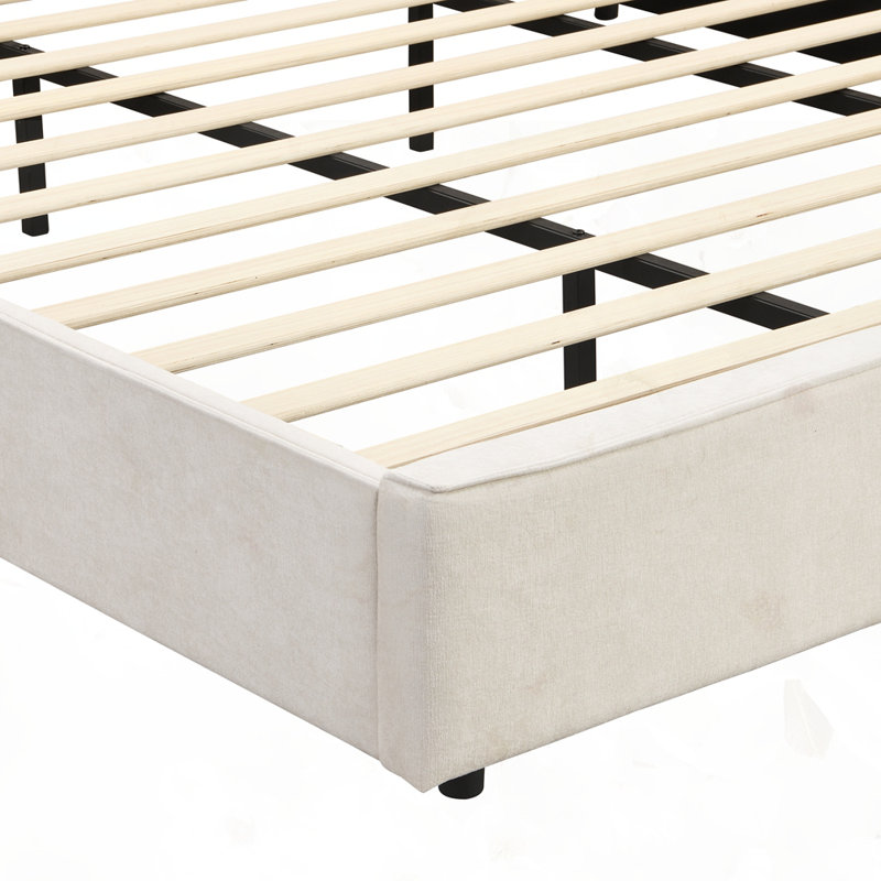 Upholstered Bed Frame With High Wingback Headboard, King