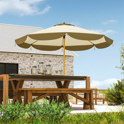 Parasol de patio 9 pi, parapluie de marché pour l'extérieur Upf 50+ avec 8 baleines, parasol de table extérieur ventilé pour terrasse, jardin et pelouse, blanc crème