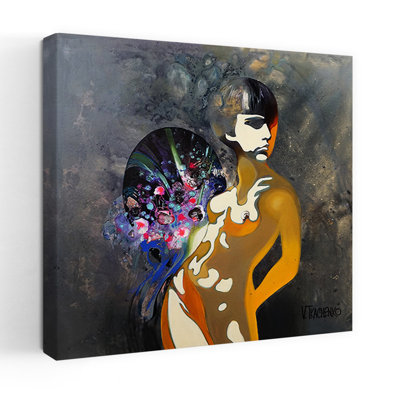 Abstrait femme abstraite, portrait audacieux et coloré, art mural