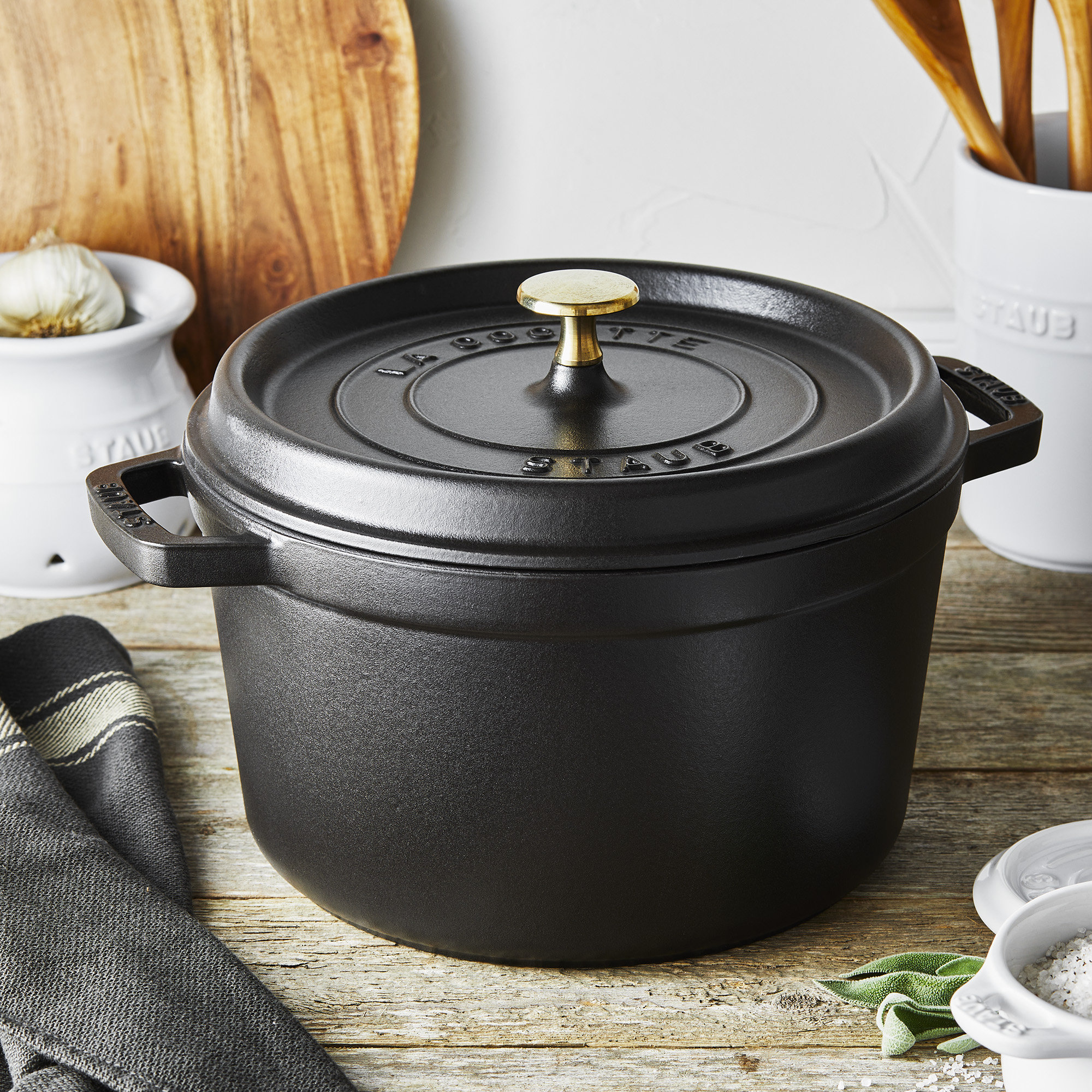Staub Cast Iron 5-qt Tall Cocotte, Black