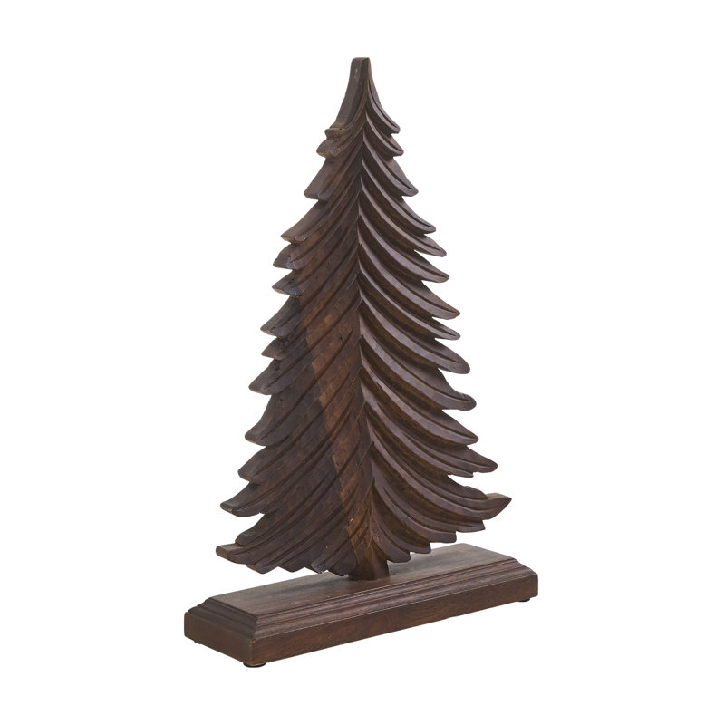 Sapin d'hiver en bois foncé 19 x 12 x 3,75
