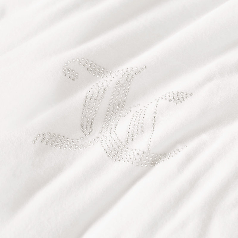 Juicy Couture Solid Velour Comforter Sets, Twin Extra Long Comforter + 1 Standard Sham, Angel White