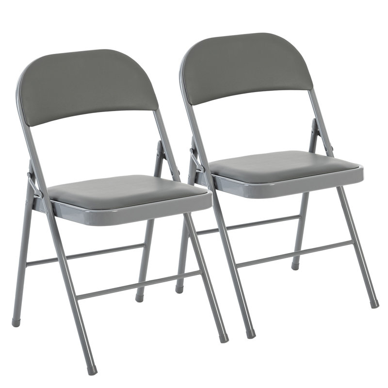 Marky Upholstered Metal Folding Event Chairs with Padded Seats for Office, Conference Room, Gray