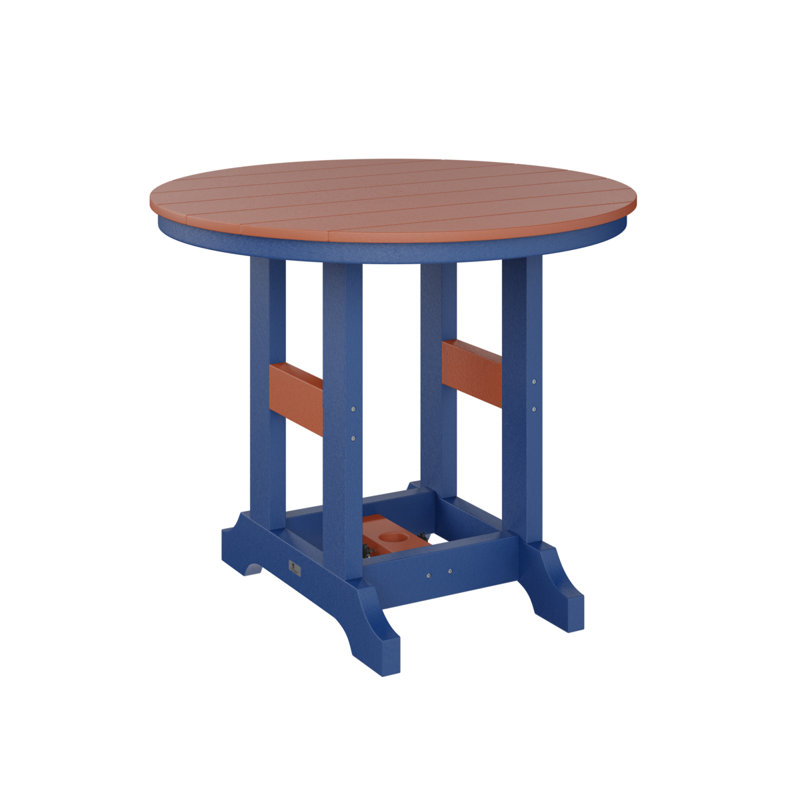 Garden Classic Outdoor Round Dining Table, Mango Orange, Pacific Blue