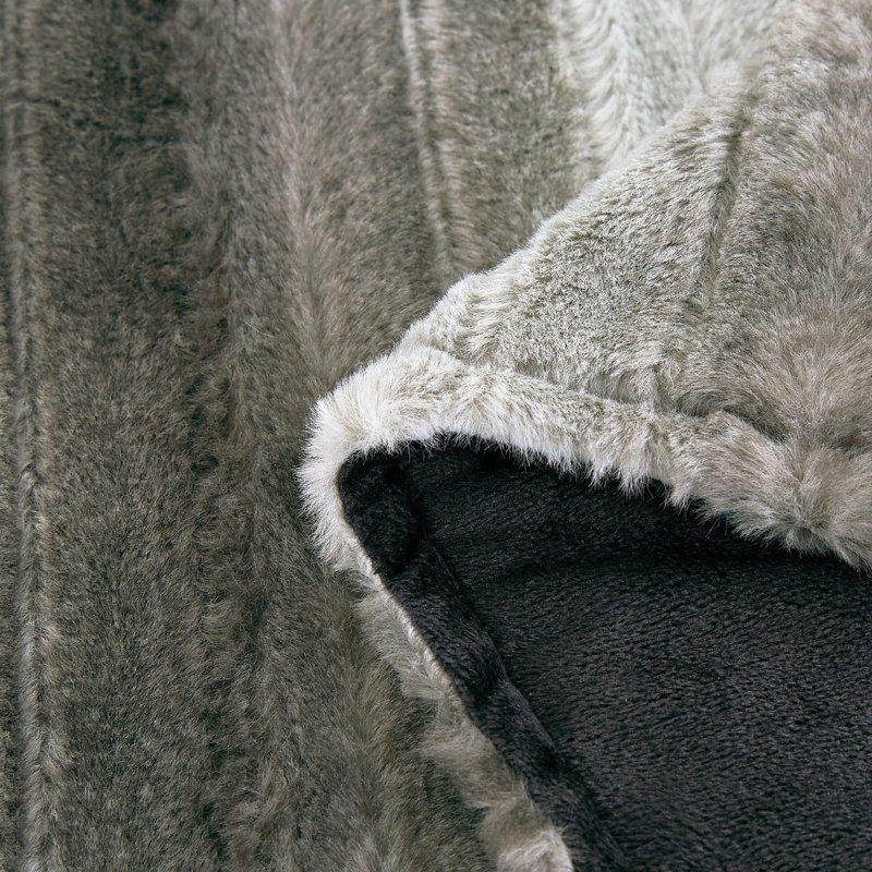 Couverture en fausse fourrure luxueuse gris fumé, Gris, Couvre-lit / courtepointe très grand