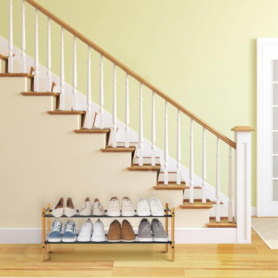 Expandable Shoe Rack, 8 Pairs Stackable Small Shoe Rack, Metal Adjustable Shoes Organizer For Closet, Entryway, Hallway, Garage, Front Door, Shoes She