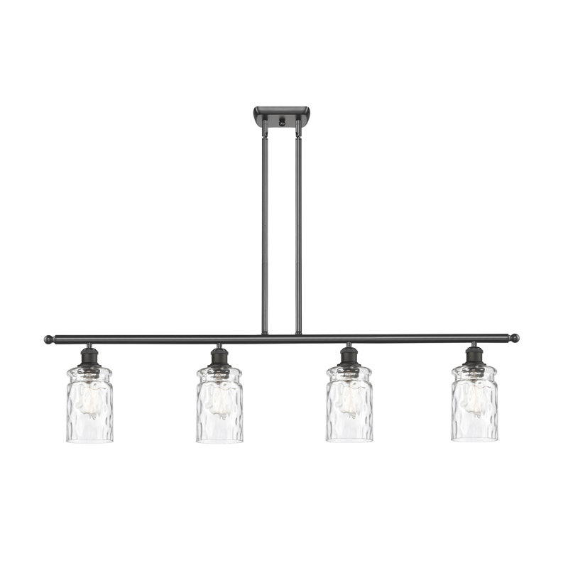 Luminaire suspendu pour îlot de cuisine à 4 lumières Binkley, Ampoule DEL rétro de 3,5 watts, Transparent, Bronze huilé