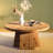 Retro Burlywood Solid Wood Round Coffee Table