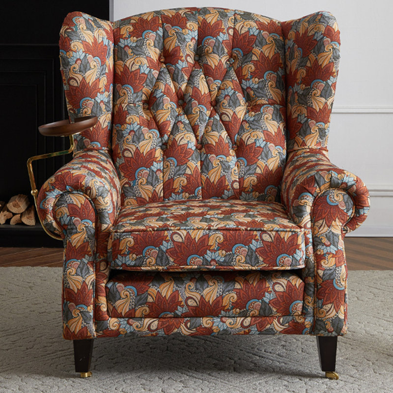 Itsuo Upholstered Accent Chair, Red/Light Blue