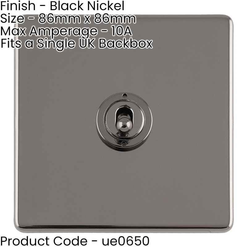 2 PACK 1 Gang Single Retro Toggle Light Switch SCREWLESS ANTIQUE BRASS 10A 2 Way, Satin Black, Black