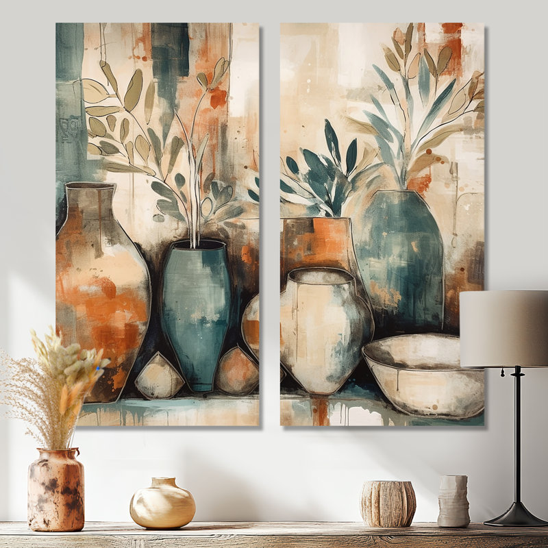Orange et vert canalisant les vibrations bohémiennes - art mural de grandes plumes bohémiennes, H 40 po x l 40 po