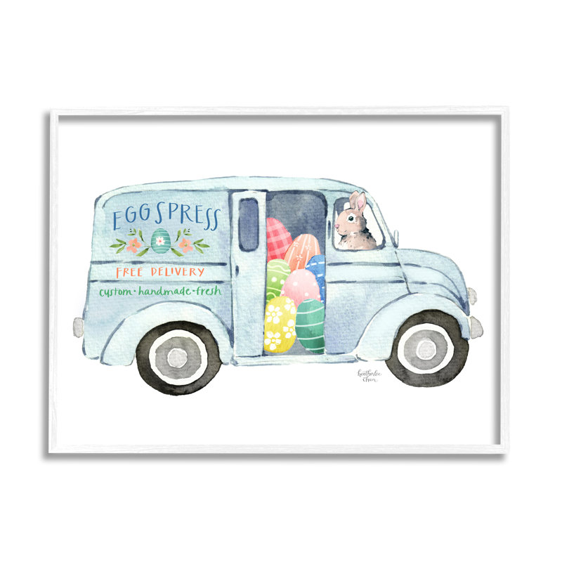 Oeufs de Pâques à motifs, camion, vacances, lapin, estampe numérique, art texturé par Heatherlee Chan