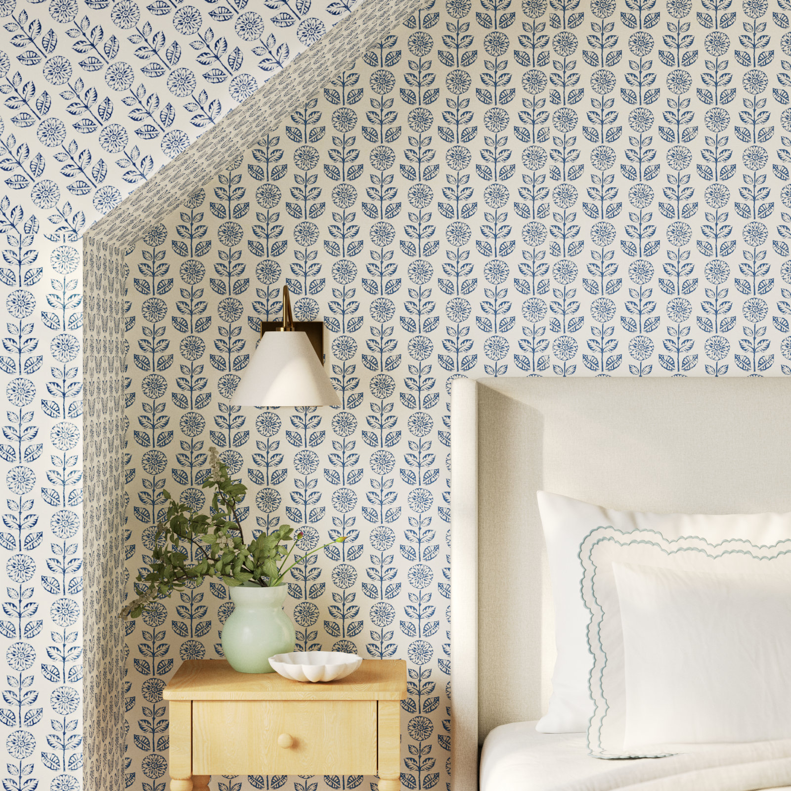 Sydney Folk Wallpaper Roll, Navy