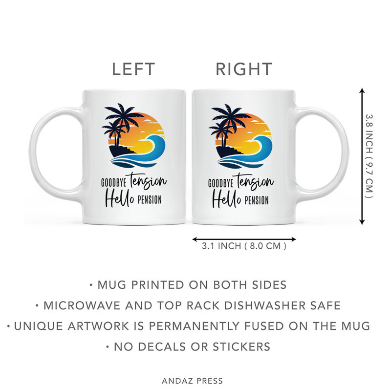 Tasse à café «Funny Retirement», Goodbye Tension Hello, tasse de retraite en céramique pour cadeaux, 11 oz, paquet de 1