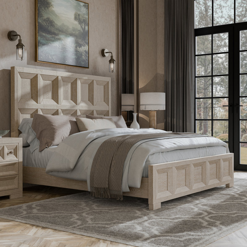 Schell Panel Bed, Queen, Beige