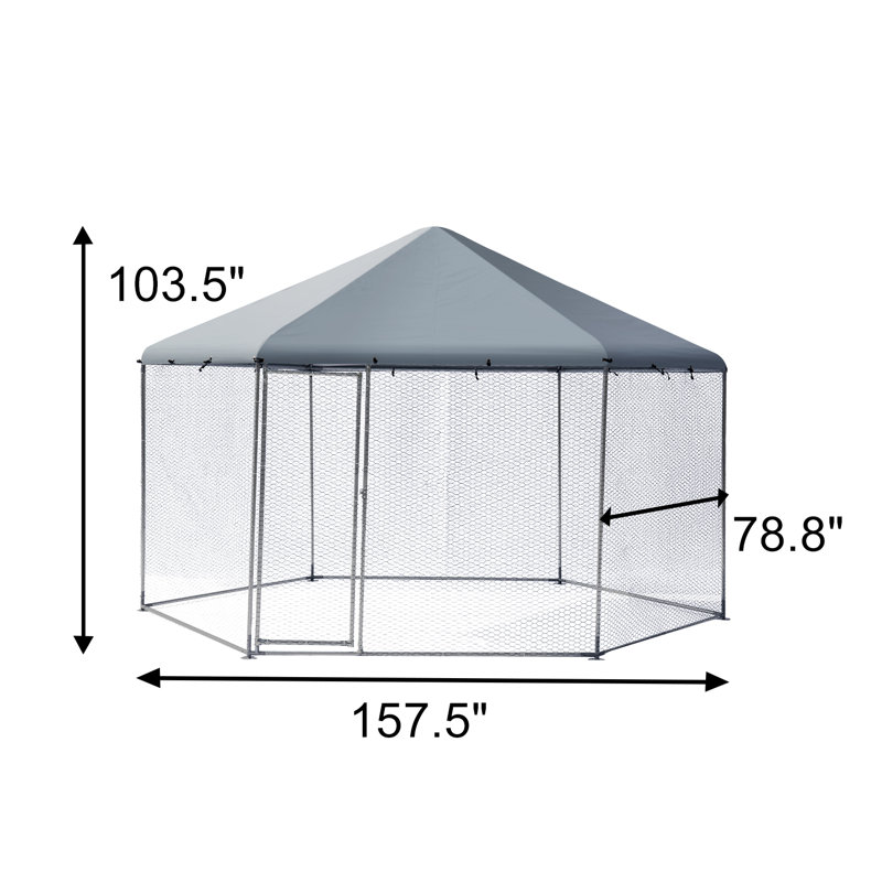 Grand poulailler en métal pour poulets avec couvercle imperméable et anti-UV, 13 pi x 11,4 pi x 8,6 pi