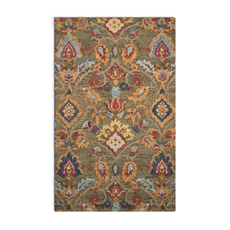 Tansy Wool Floral Indoor Rug, Rectangle 5' x 8'
