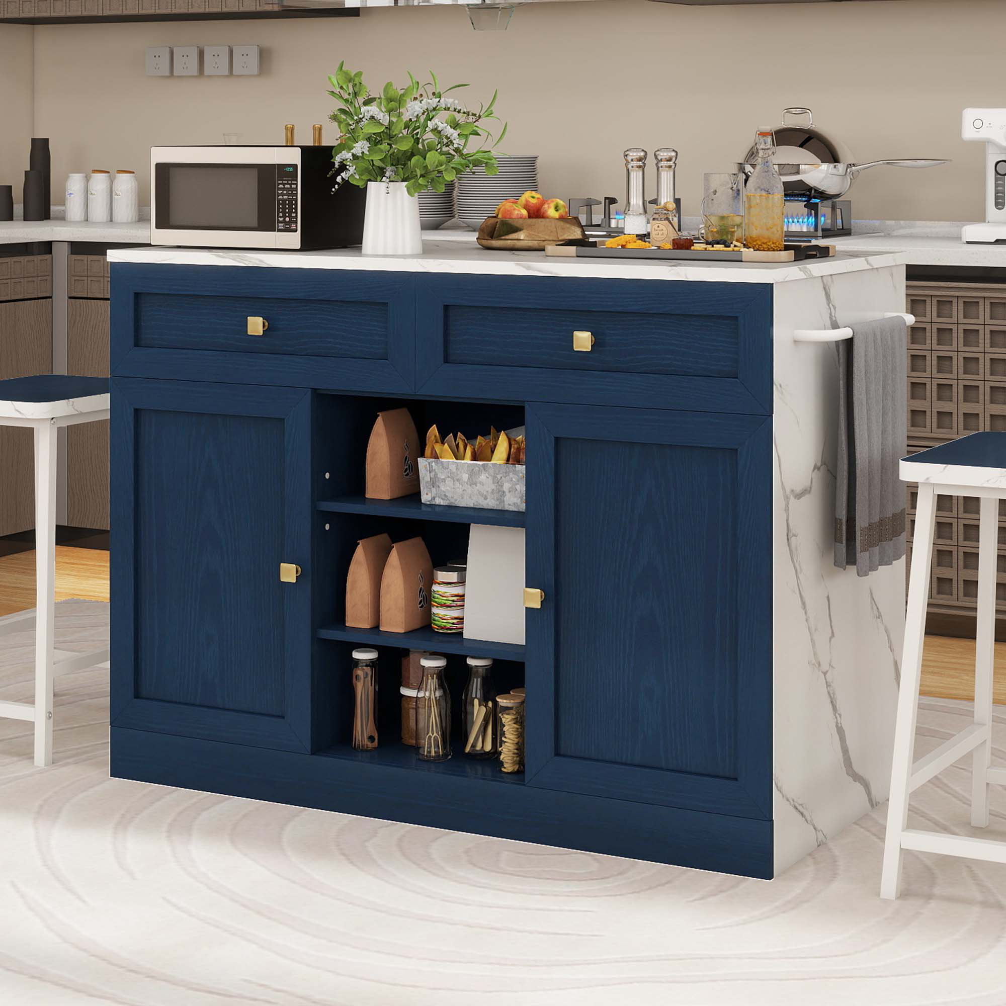 Stools Movable Kitchen Island With Seating And Storage Kitchen