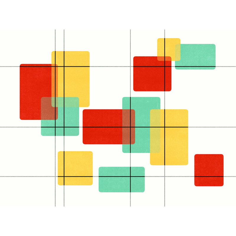 Mid Century Modern Rectangles - Impression sur toile tendue, H 12 po x l 16 po