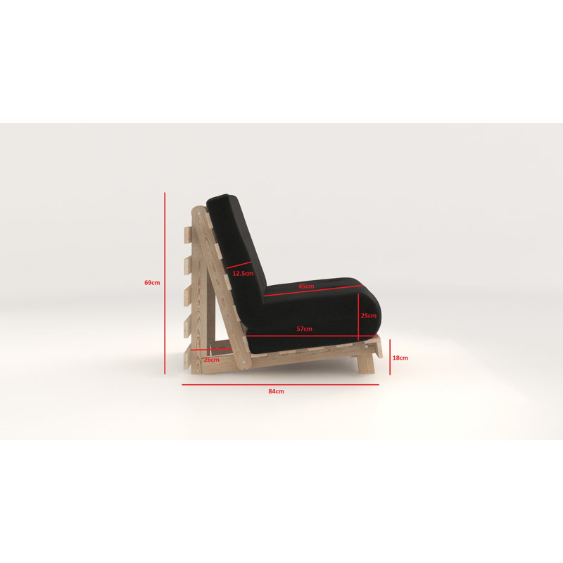 Chenango 75cm Upholstered Futon Chair, Gun Grey
