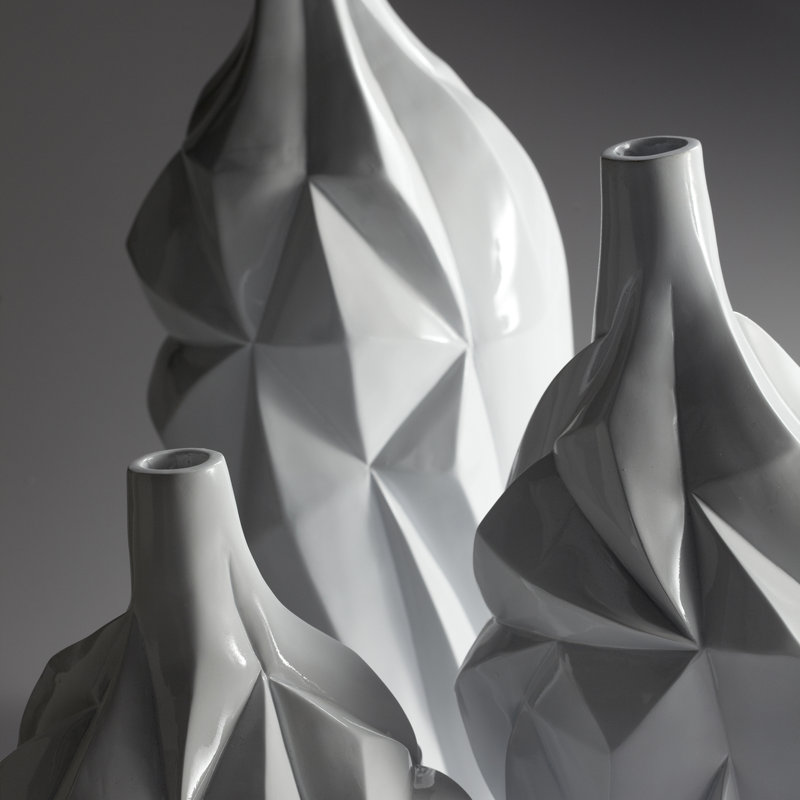 Glacier Handmade Ceramic / Porcelain Table Vase, 16" H x 9" W x 9" D