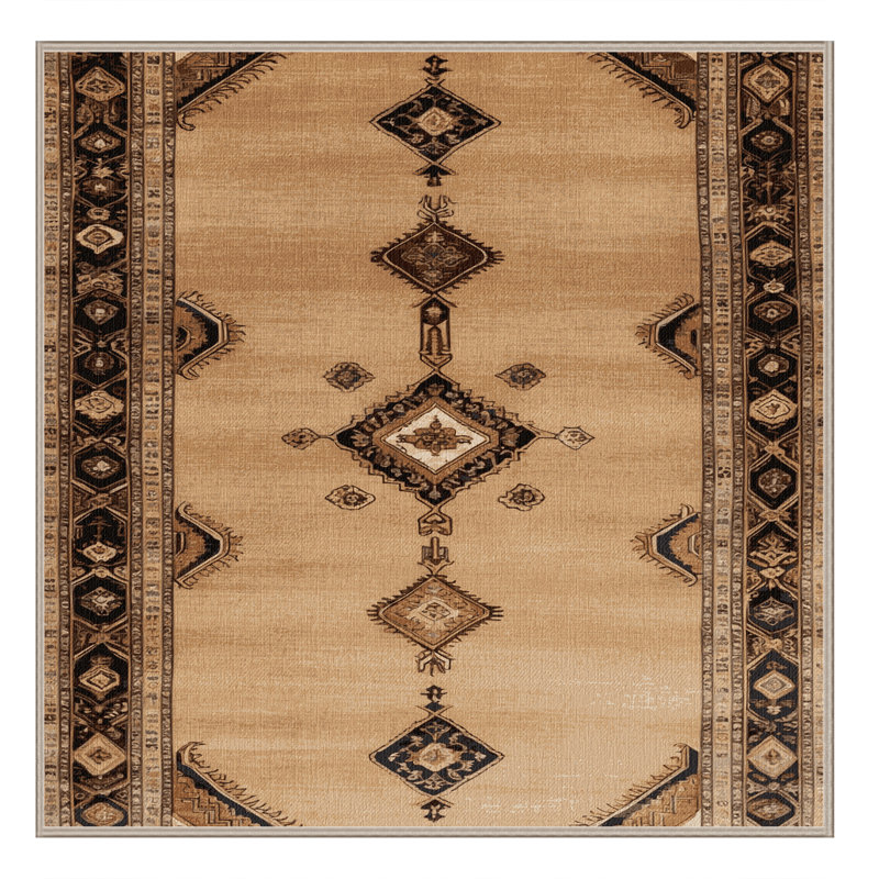 Tapis brun lavable à la machine, Carré 5 pi