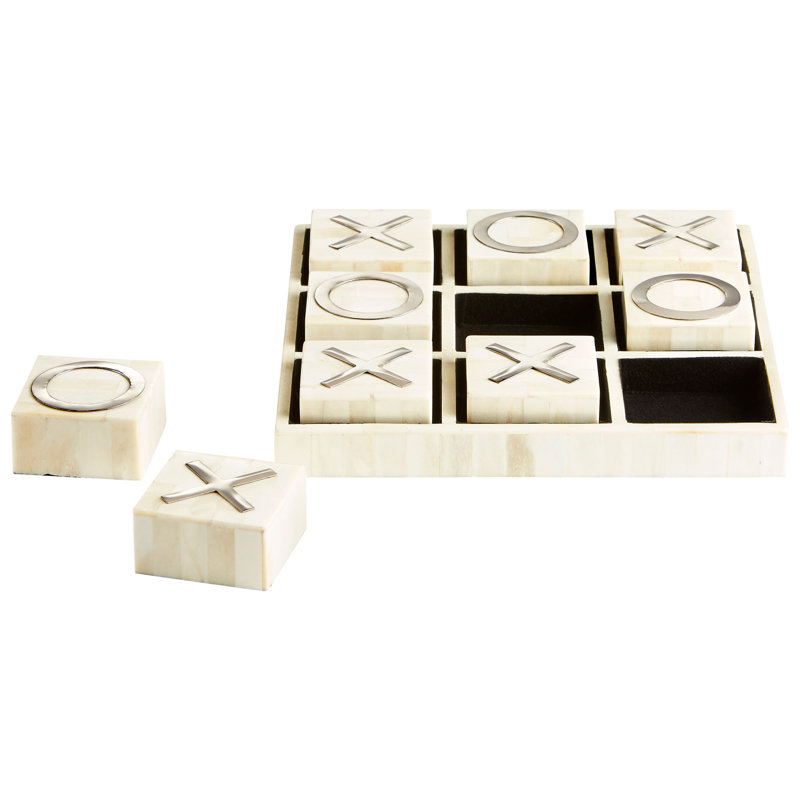 Modern Spring White Wood Tic Tac Toe Game Set