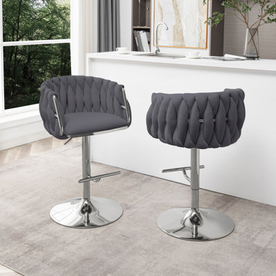 Ensemble de 2 tabourets de bar rembourrés en velours