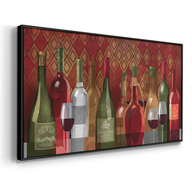 Dégustation de vin - Toile tendue avec châssis encadré - Prêt à être accroché, H 21 po x l 41 po, Noir