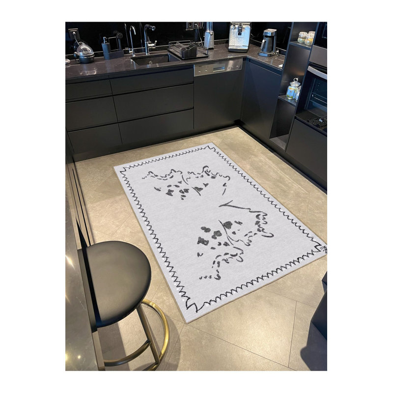 Tapis tissé à motif de carte lavable à la machine, Sous-tapis rectangulaire 2 pi 6 po x 4 pi 11 po