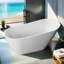Baignoire de trempage autoportante, de conception moderne en blanc ultrabrillant, fabriquée en acrylique