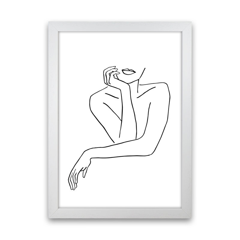 Line Arms Resting On Counter by Planeta444 - Print, 63cm H x 46cm W x 3cm D, White Framed