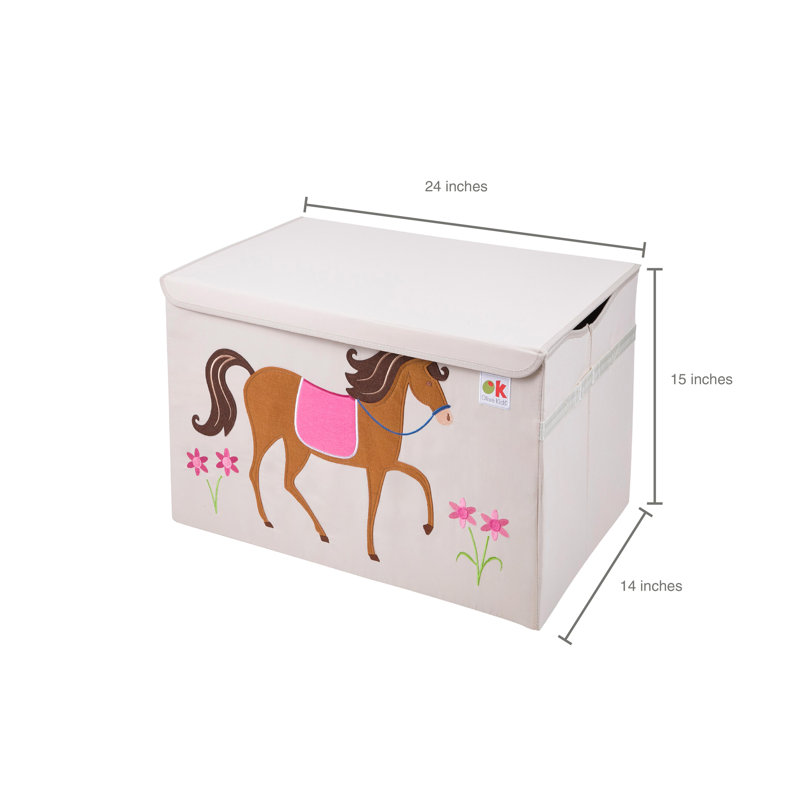 Wildkin Kids Fabric Toy Chest –  Sturdy Storage Box w/ Handle for Toys & Supplies - Horses