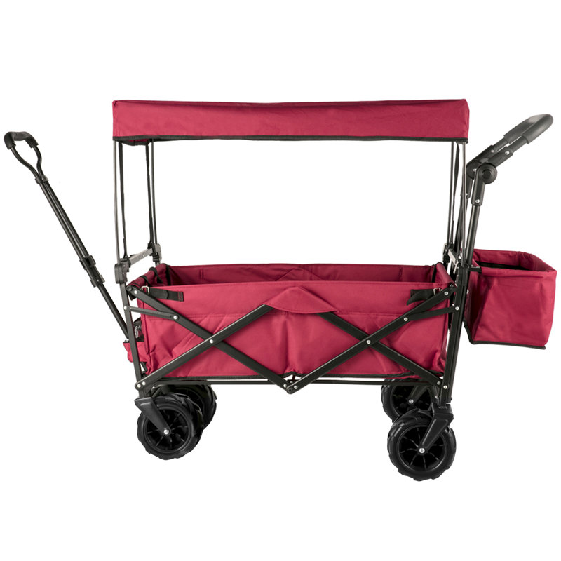 VEVOR Extra Large Collapsible Garden Cart with Removable Canopy, Red