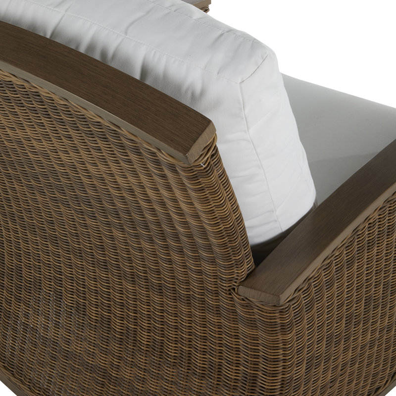 Astoria Woven Lounge Chair, Raffia/Oak, Dove Sunbrella® Linen, Welt