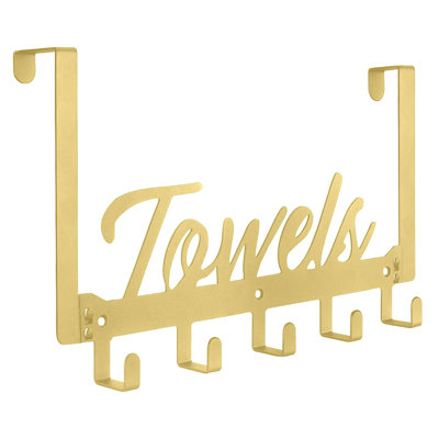 5 Hook Heavy Duty Over the Door Towel Rack, Suitable for Bedroom, Bathroom and Kitchen