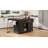 54.9" Kitchen Island With Drop Leaf, Power Outlet, Kitchen Storage Cart With 4 Door Shelves, Cross Barn Doors & Visual Glass Door, Rolling Kitchen Island On 4 Wheels For Kitchen, Dining Room,Black-147441142