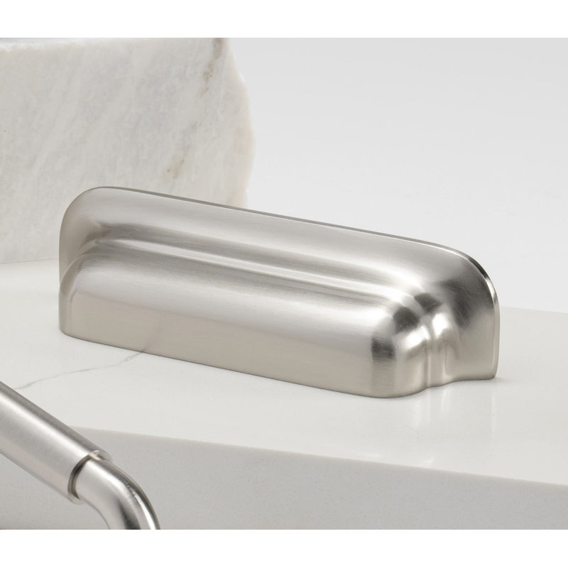 Edgewood Collection Cup Pull - Transitional Hardware for Drawers & Cabinets, Satin Nickel, 3 3/4"