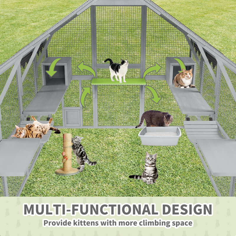 Grand abri pour chat en bois pour chat avec 112 po