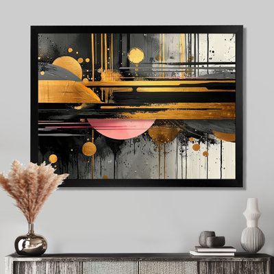 Dark Transition Golden Shifting Horizons III - Abstract Modern Shapes Transitional Wall Art