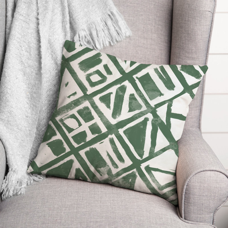 Housse et insert de coussin extérieur carré Stamp 6, Vert, 16 po x 16 po
