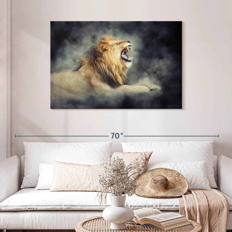 Lion sauvage brumeux Brampt, H 30 po x l 45 po