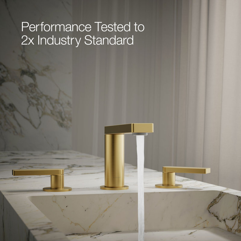Composed Widespread Bathroom Faucet with Drain Assembly, Brushed Brass