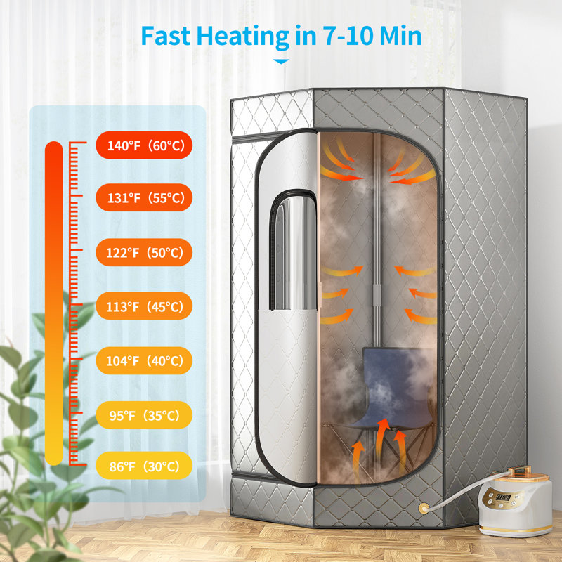 Tente portative de sauna à vapeur pleine grandeur avec cuiseur à vapeur 3l 1500w, chaise et télécommande